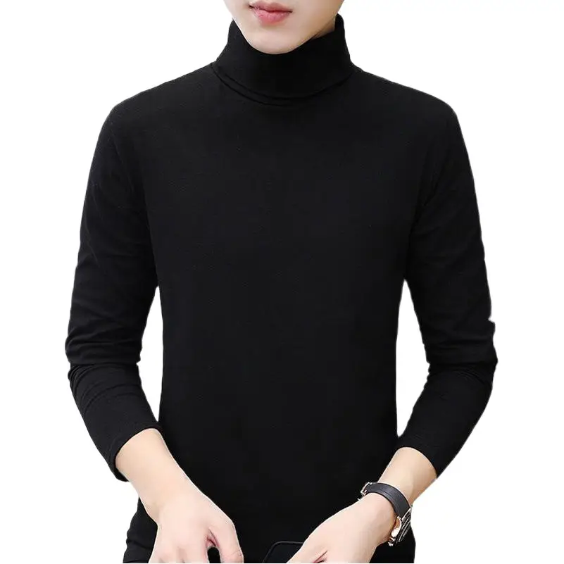 Men's Maroon High Collar Long Sleeve T-Shirt