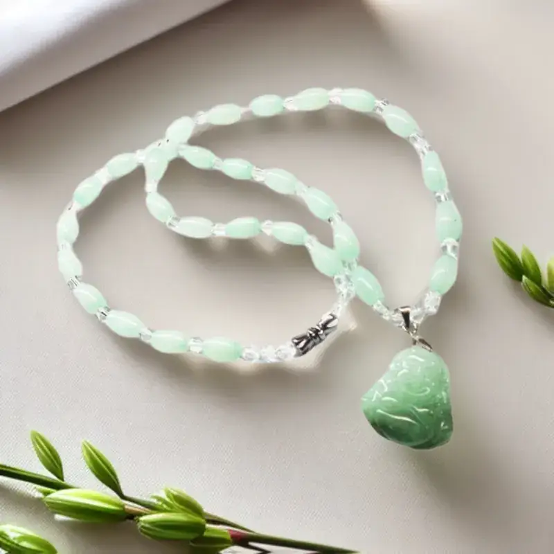 Wholesale A-Grade Jade Bead Maitreya Pendant Necklace for Women - Image 6