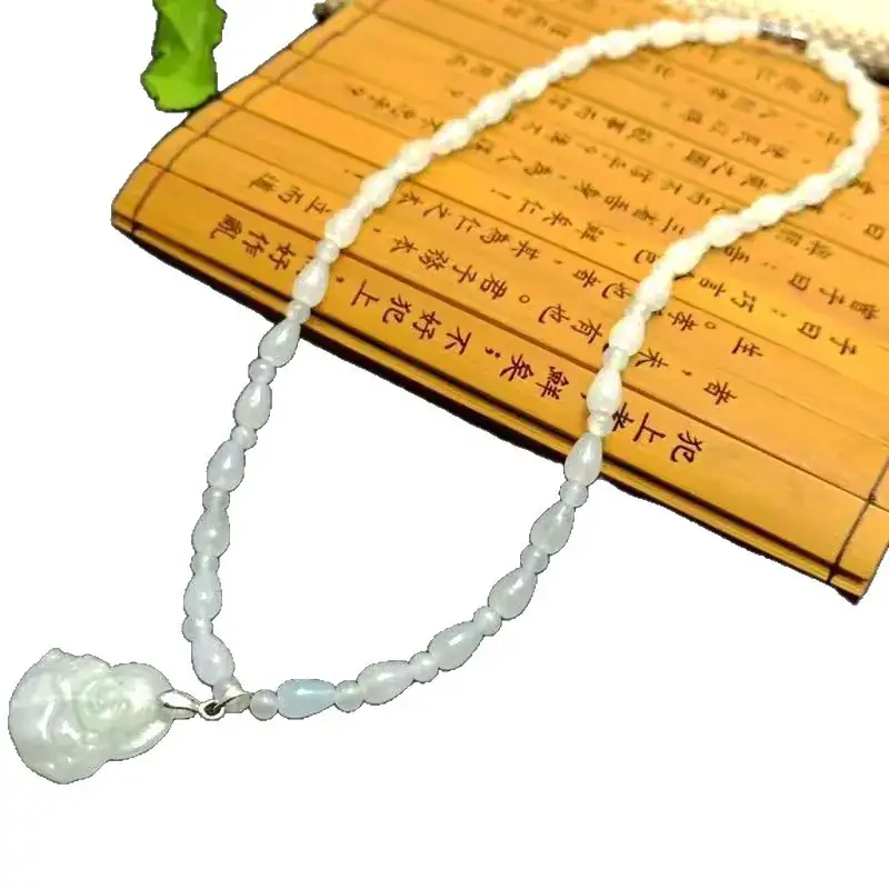 Wholesale A-Grade Jade Bead Maitreya Pendant Necklace for Women - Image 9