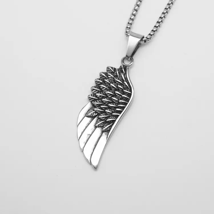 Cross-border European and American Retro Fashion Angel Wings Pendant Cast Wings Titanium Steel Necklace Punk Hip-hop Trendy Men All-match — feature 10