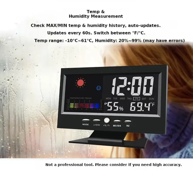 8082t LED Weather Clock with Temperature & Humidity Display — feature 23