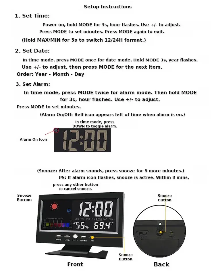 8082t LED Weather Clock with Temperature & Humidity Display — feature 31