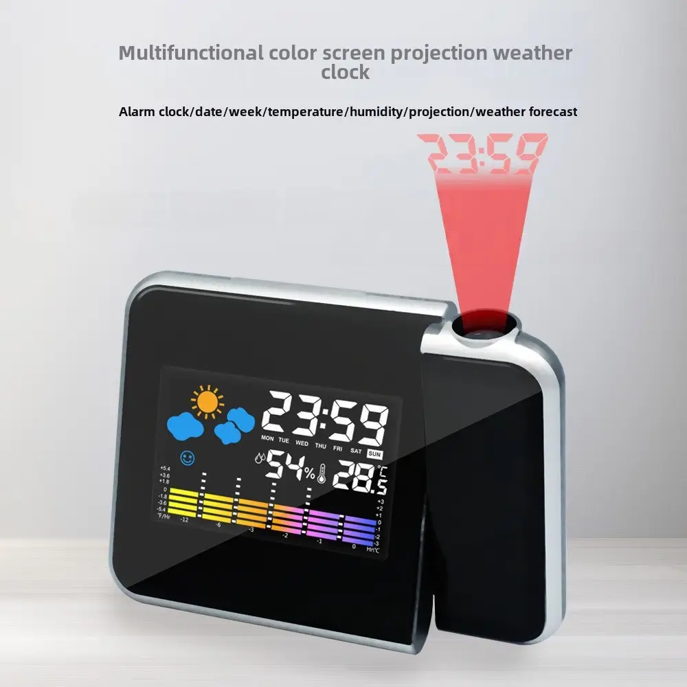 Multifunctional Projection Weather Clock with Alarm & Forecast - Image 2
