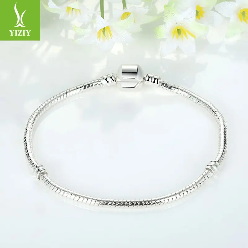 Silver Beaded Snake Bone Bracelet for Women