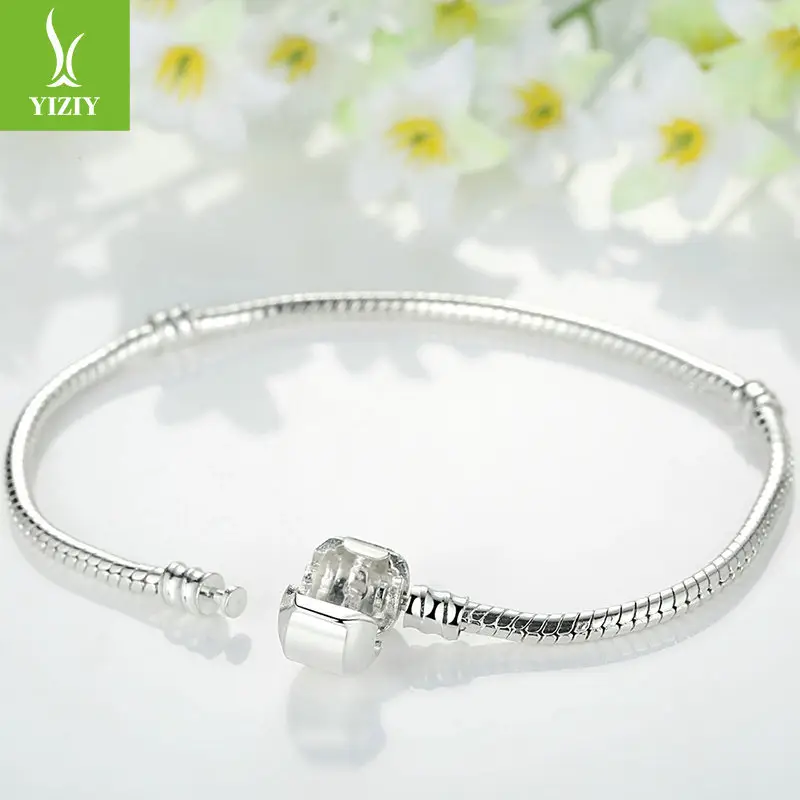 Silver Beaded Snake Bone Bracelet for Women