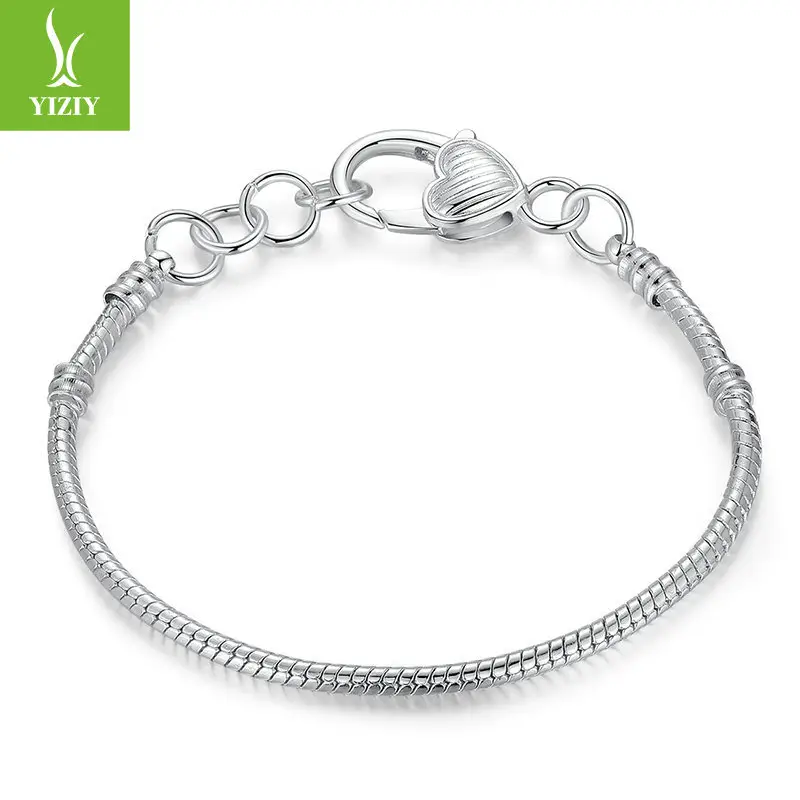Silver Beaded Snake Bone Bracelet for Women