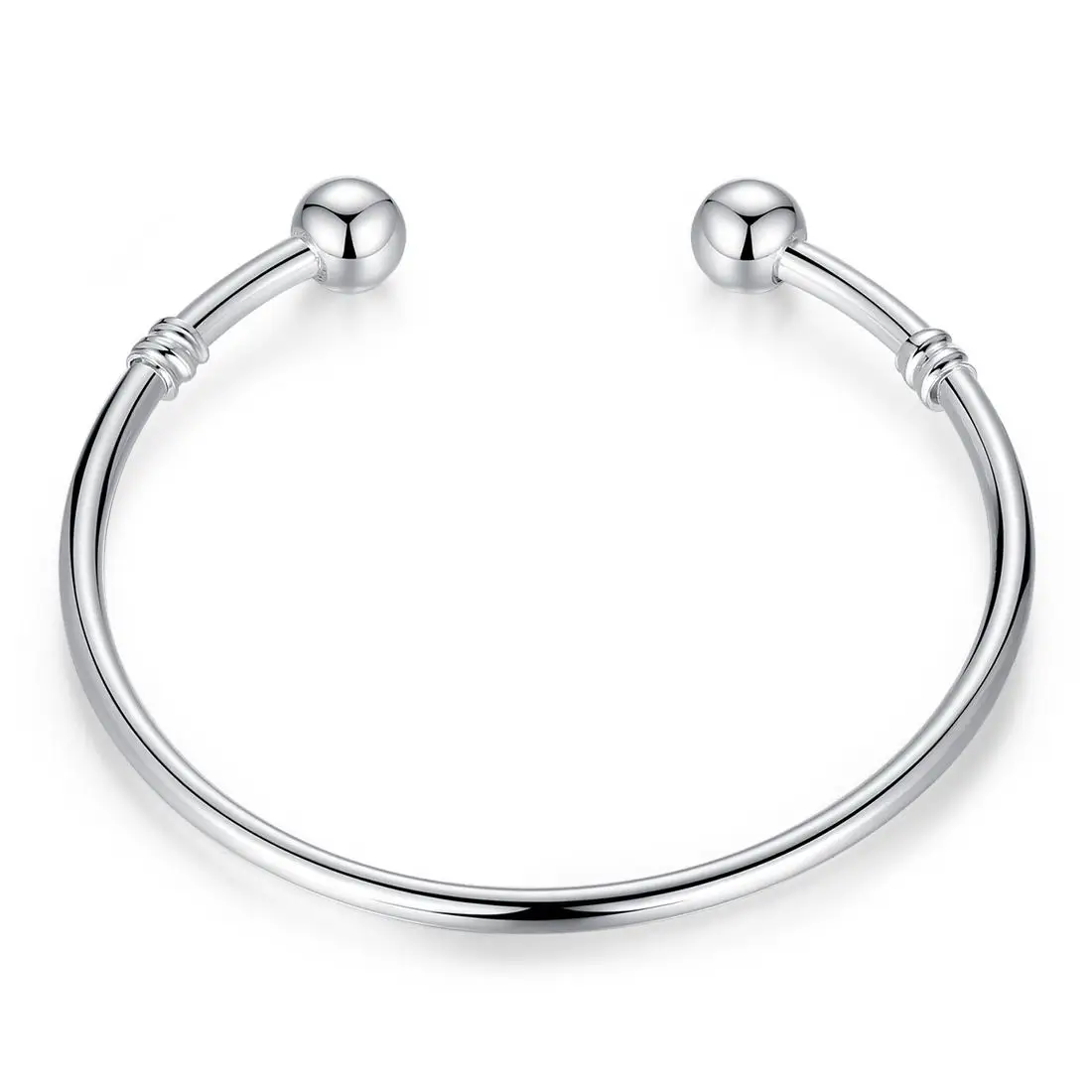 Silver Beaded Snake Bone Bracelet for Women