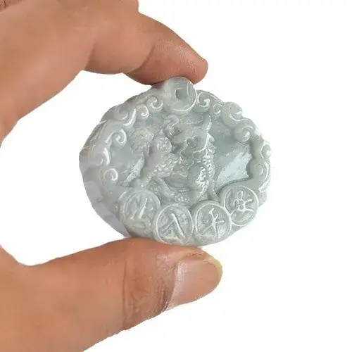 Natural Jade Unicorn Pendant Necklace 080125 - Image 3