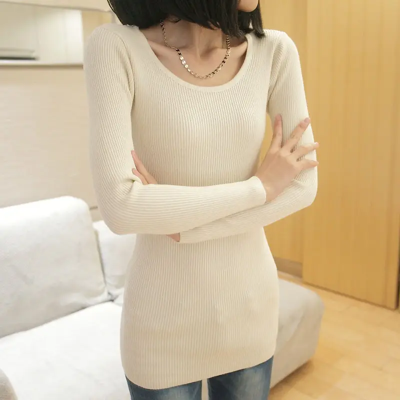 Women's Red Knit Round Neck Pullover Sweater Jacket