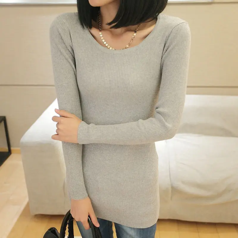 Women's Red Knit Round Neck Pullover Sweater Jacket