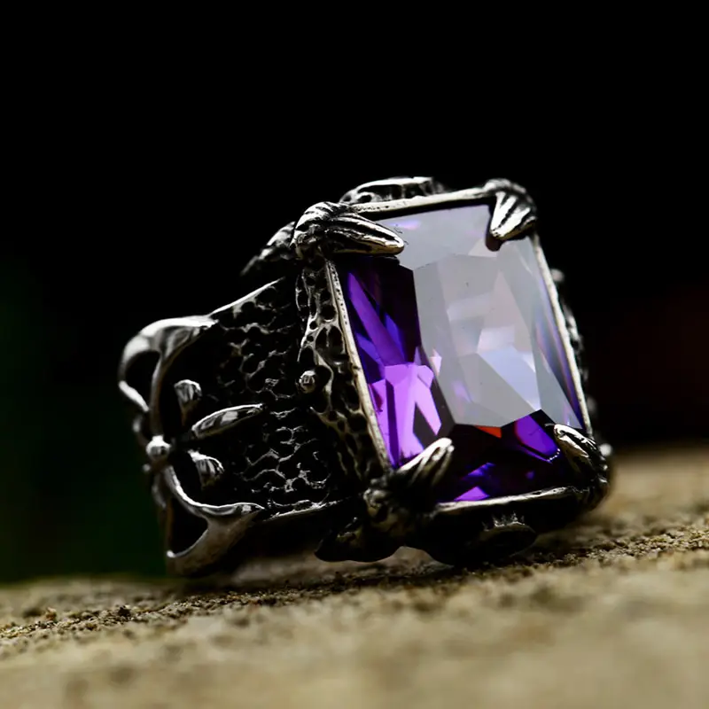 Men's Titanium Steel Ring with Blue Gemstone and Scandinavian Design