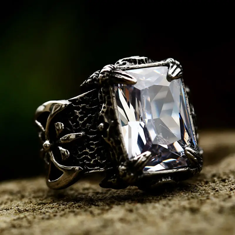 Men's Titanium Steel Ring with Blue Gemstone and Scandinavian Design