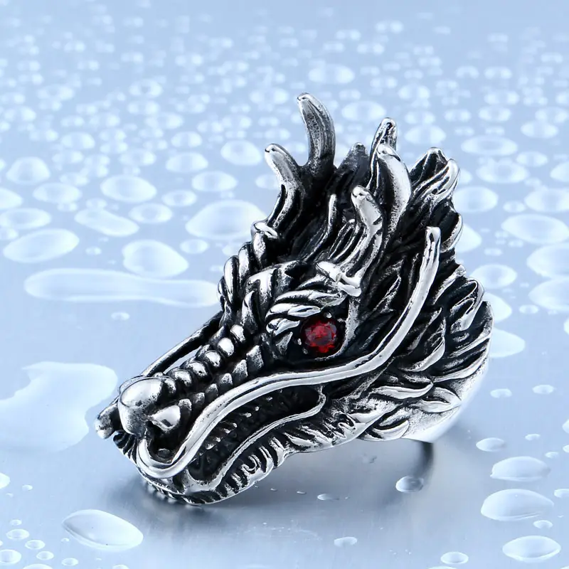 Titanium Steel Dragon Ring for Men with Red Eye - Image 5