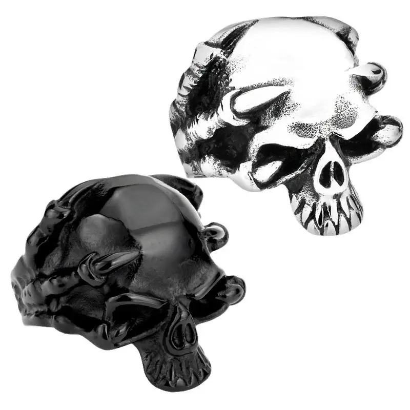 Beier Vintage Skull Titanium Steel Men's Ring - Image 7