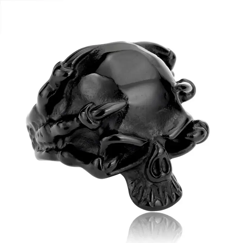 Beier Vintage Skull Titanium Steel Men's Ring - Image 2