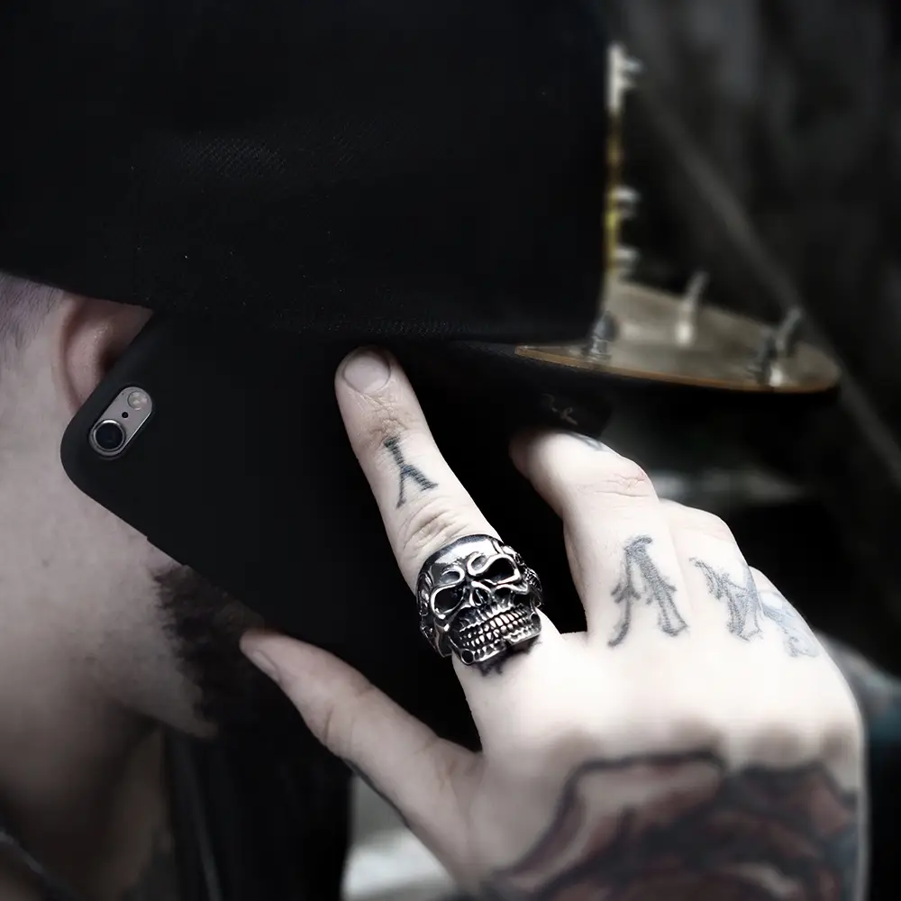 Beier Skull Ring Titanium Steel Men's Ring Punk Design