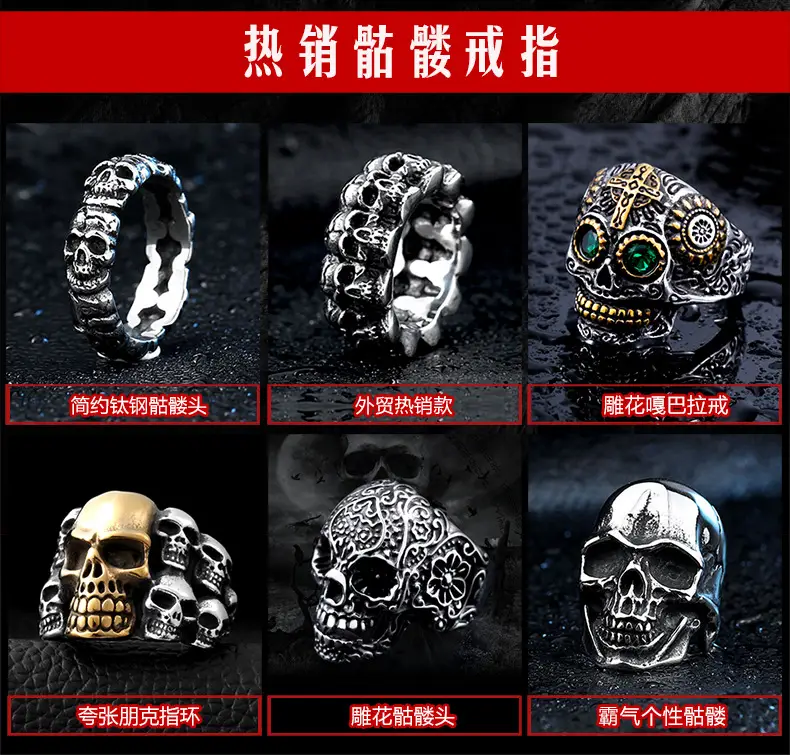 Beier Skull Ring Titanium Steel Men's Ring Punk Design — feature 1