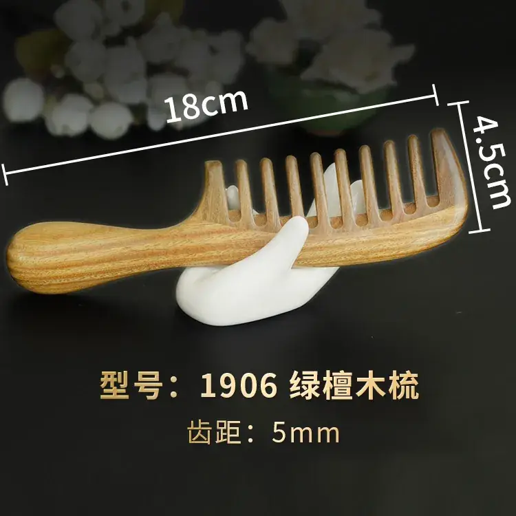 Green Sandalwood Hair Comb for Long Hair - Image 3