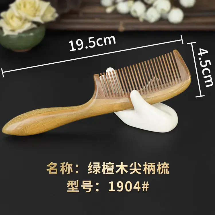 Green Sandalwood Hair Comb for Long Hair - Image 5