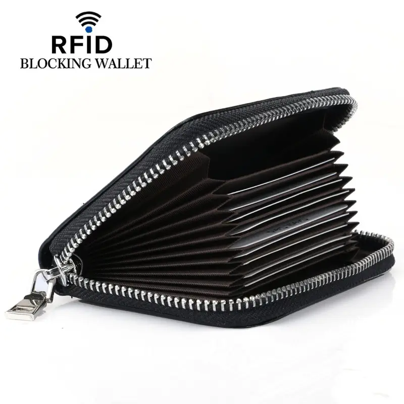 Genuine Leather Card Holder Short Rfid Multi-Card Slot Accordion Card Holder for Men and Women - Image 5