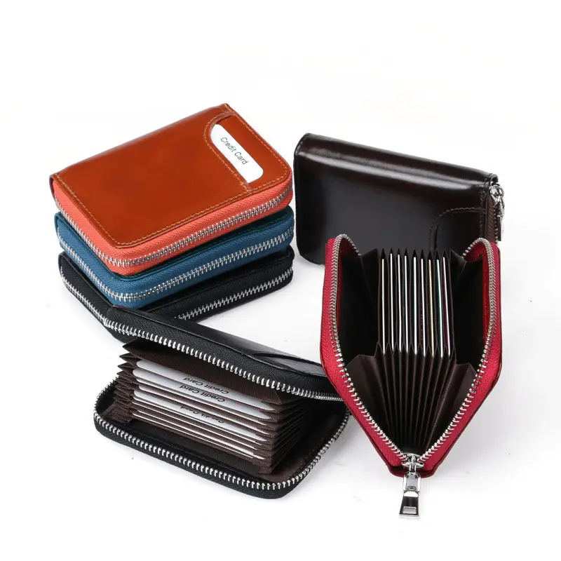 Genuine Leather Card Holder Short Rfid Multi-Card Slot Accordion Card Holder for Men and Women — feature 25