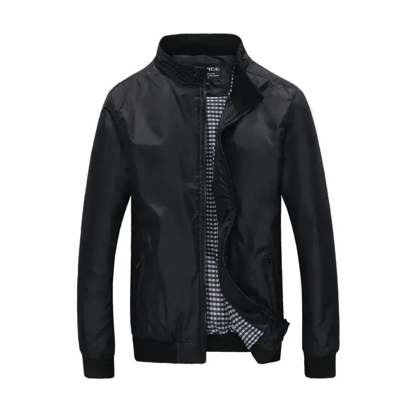 Men's Navy Blue Slim Fit Jacket with Collar - Image 2