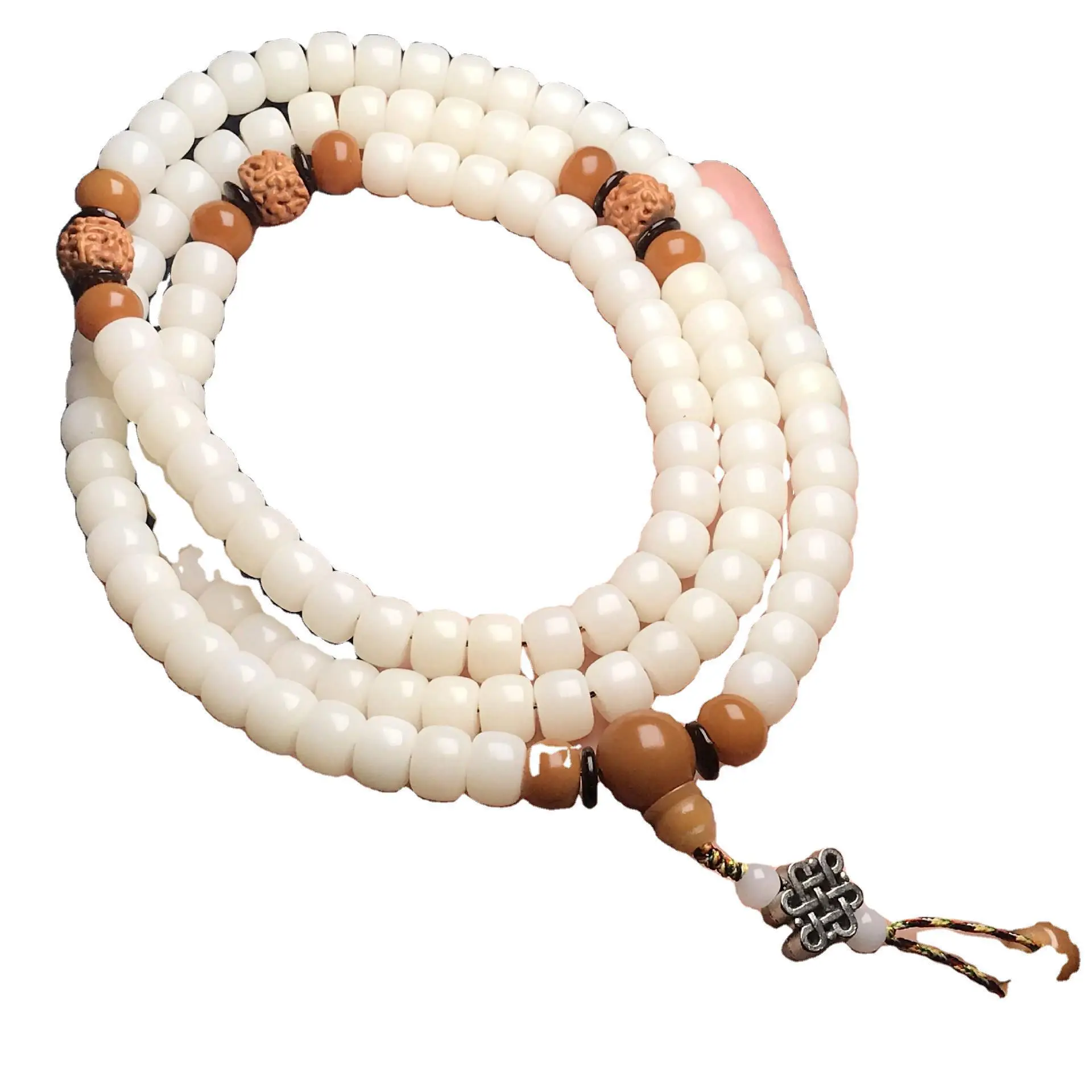 White Jade Lotus Pendant Bracelet for Men Women - Image 9