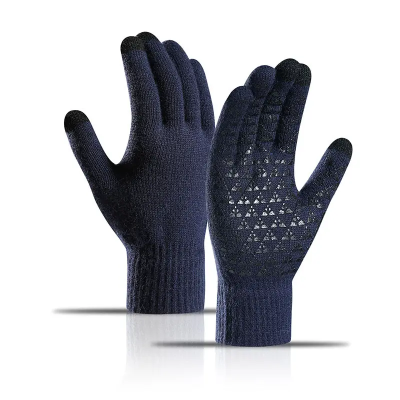 Winter Touch Screen Knitted Gloves Black Fleece Lined - Image 8