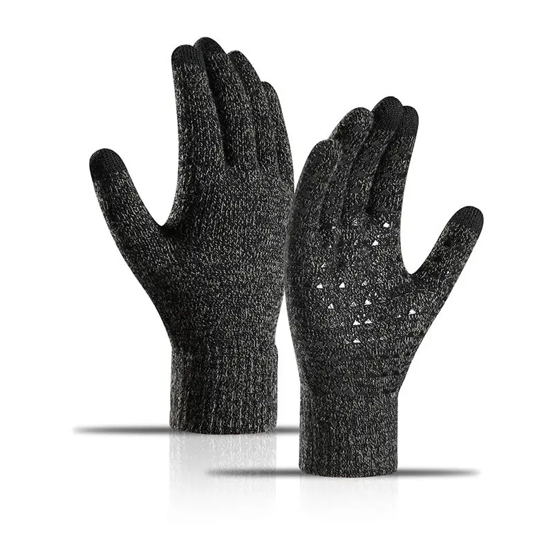 Winter Touch Screen Knitted Gloves Black Fleece Lined - Image 3