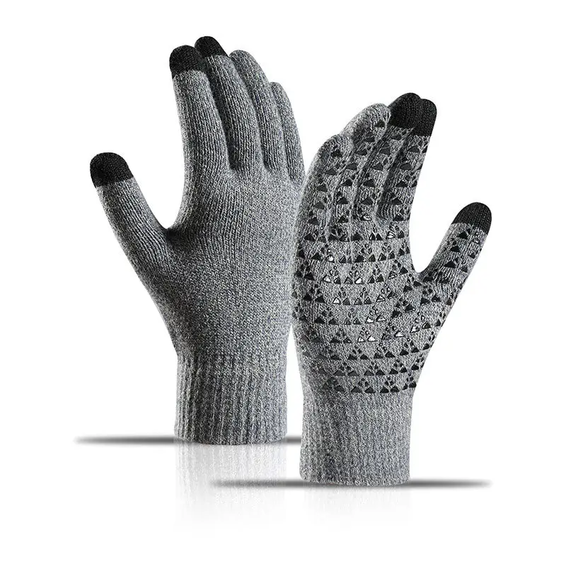 Winter Touch Screen Knitted Gloves Black Fleece Lined - Image 4