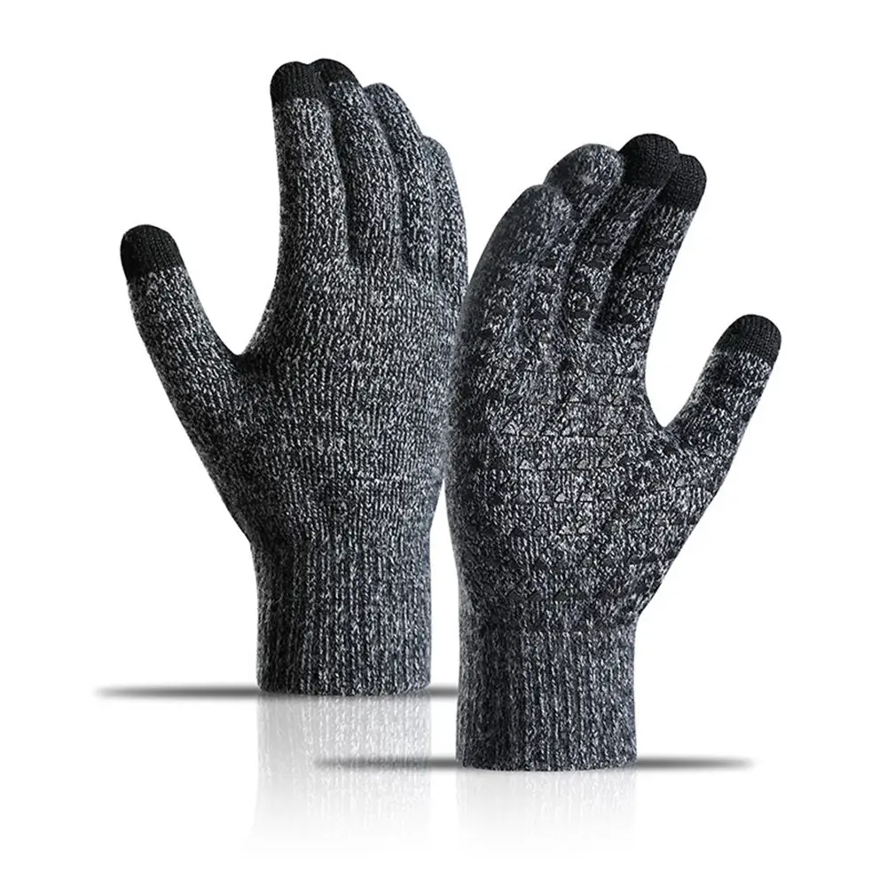 Winter Touch Screen Knitted Gloves Black Fleece Lined - Image 5