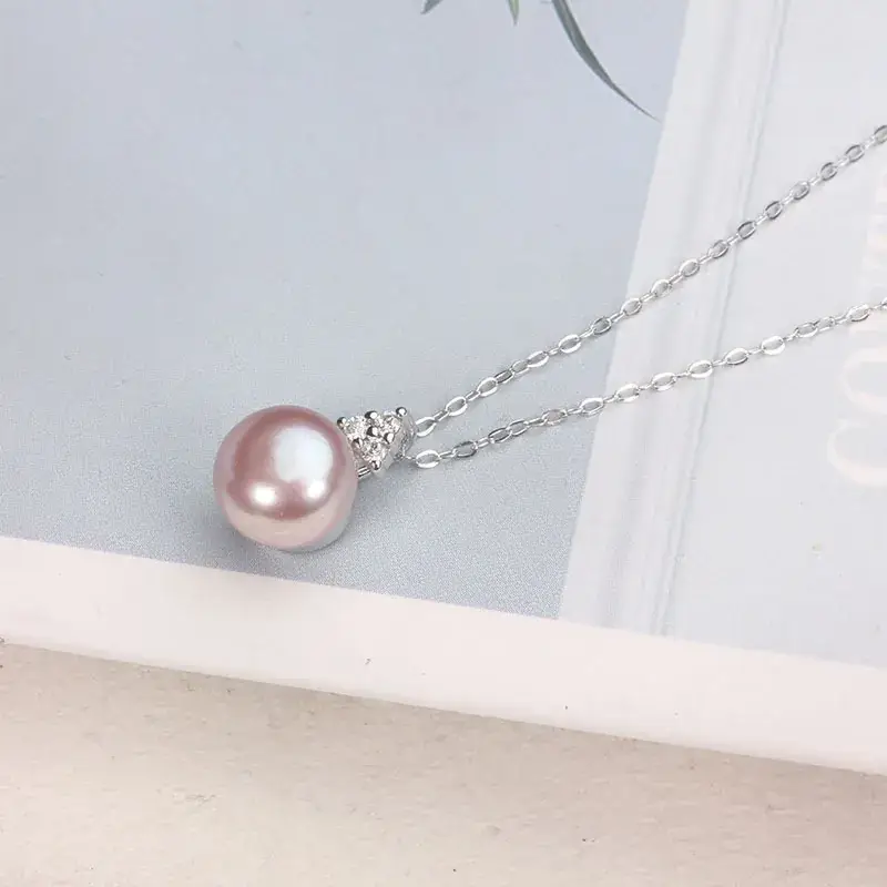 Freshwater Pearl Pendant 9-10mm White Pink Purple - Image 3