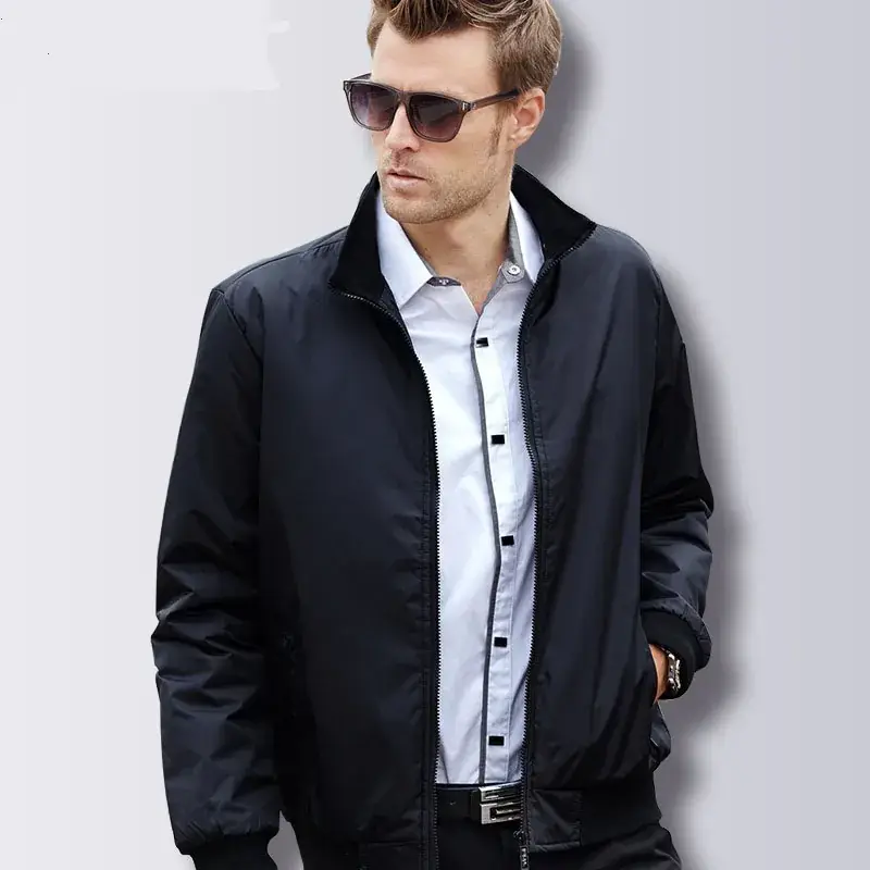 Men's Slim Fit Black Jacket with Collar for Men - Image 4
