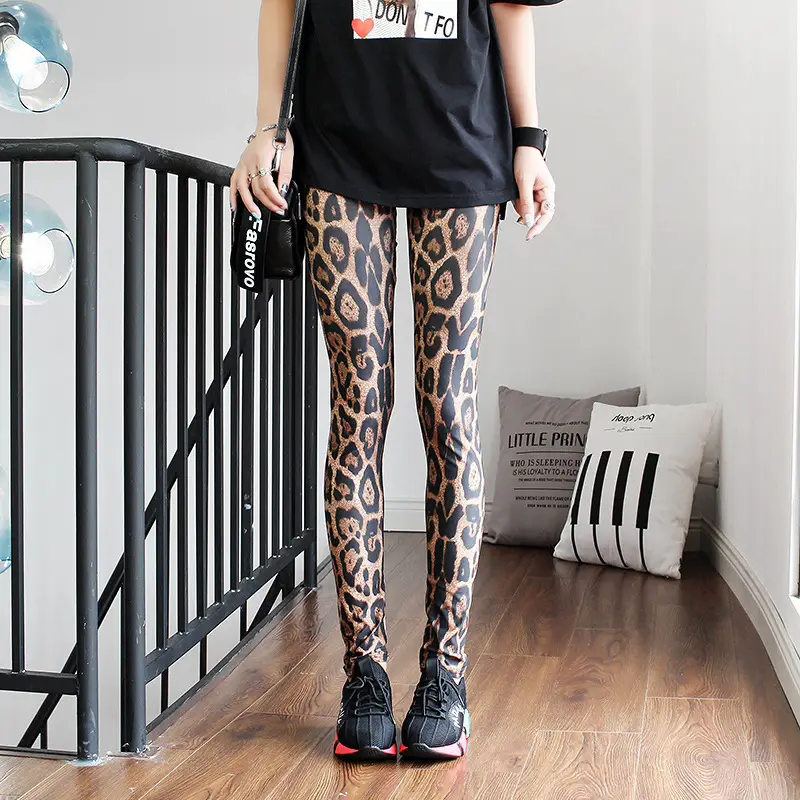 Women Printed Striped Leggings Slimming Yoga Cropped Pants
