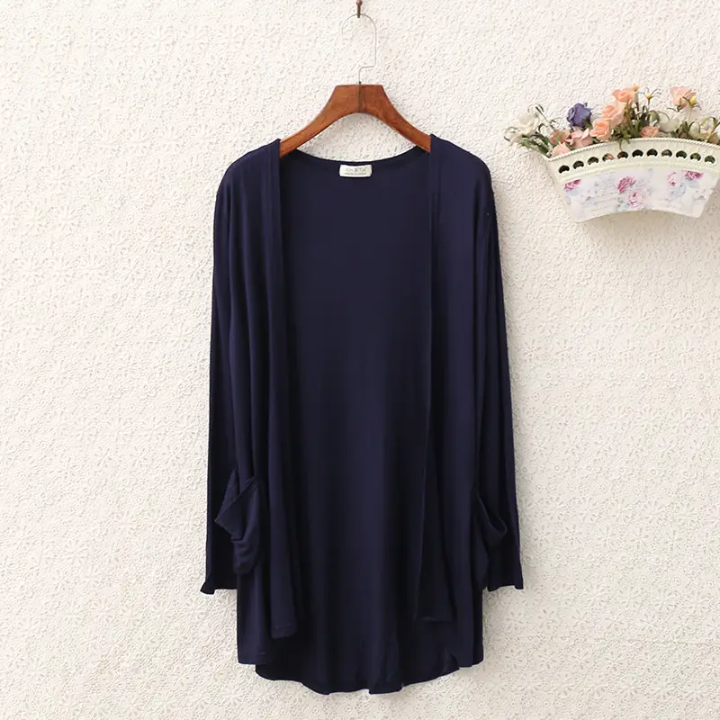 Blue Long Sleeve Cardigan for Women Summer Wear - Image 6