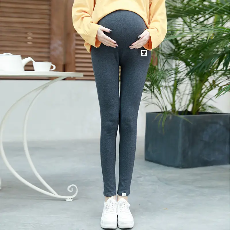 Pregnant Women's Grey Leggings Spring Autumn Wear - Image 4