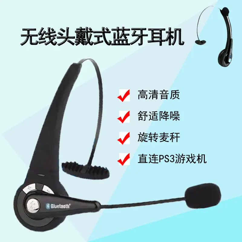 Black Bluetooth Headset with Microphone for Mobile Phone - Image 8
