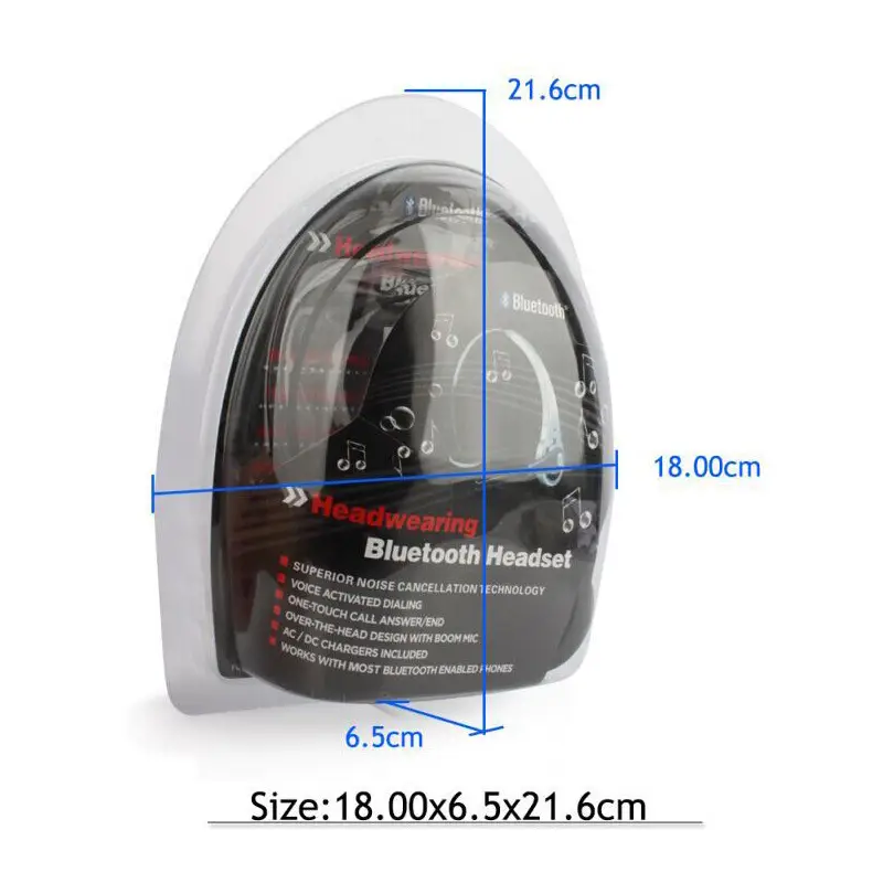 Black Bluetooth Headset with Microphone for Mobile Phone - Image 3