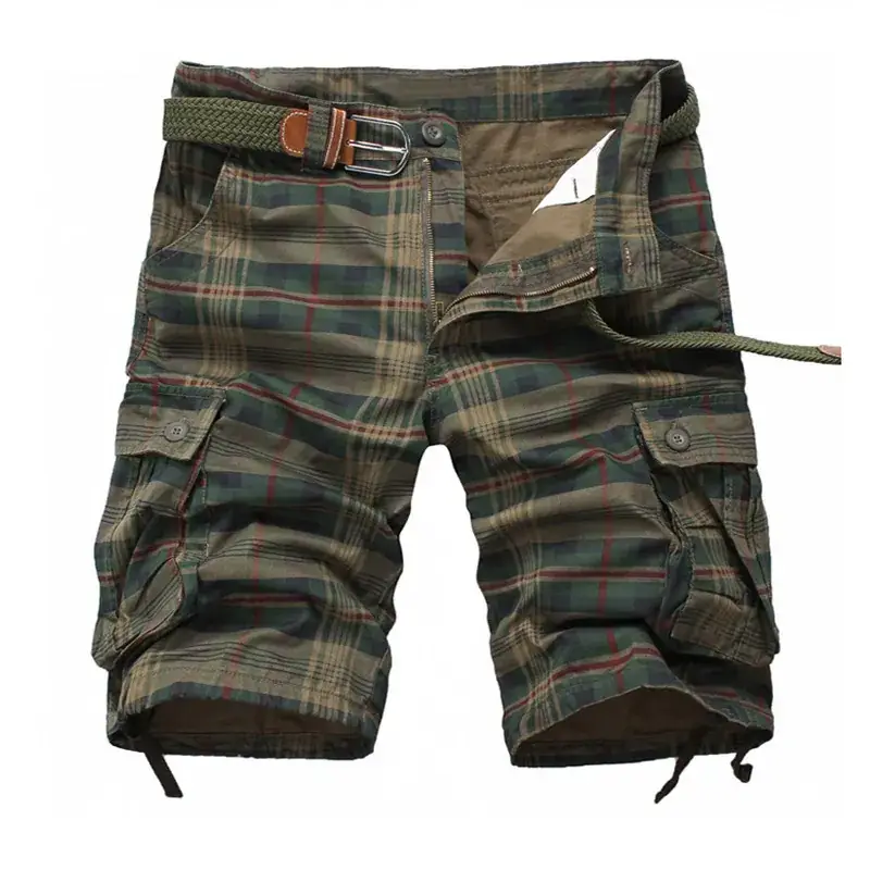 Men Plaid Cargo Shorts Medium to XL