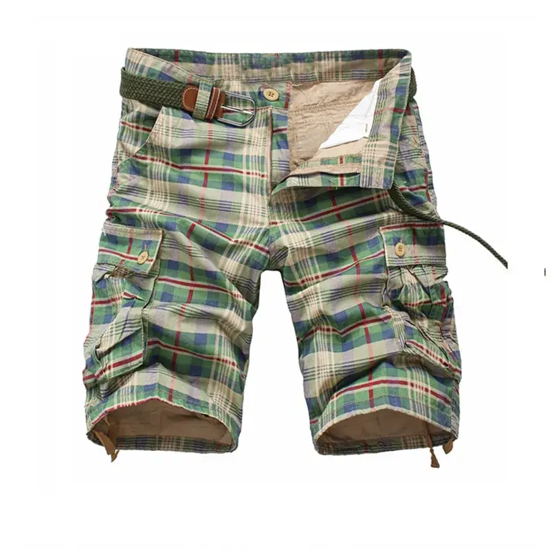 Men Plaid Cargo Shorts Medium to XL