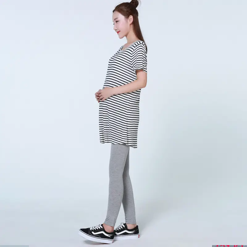 Blue Modal Leggings Pregnant Women's Slim Fit Nine Point - Image 8