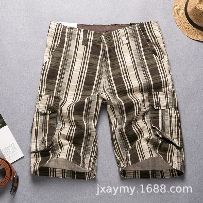 Men Plaid Plunge Shorts Red Black Checkered - Image 2