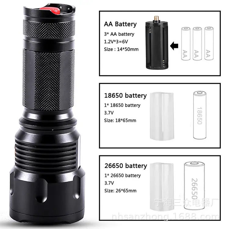 Strong Aluminum Flashlight with 3 Battery Options - Image 3