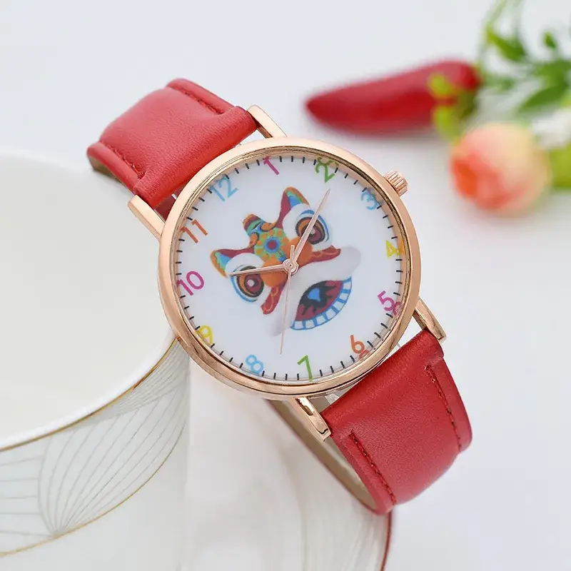 Women's Red Cat Design Quartz Watch - Image 3