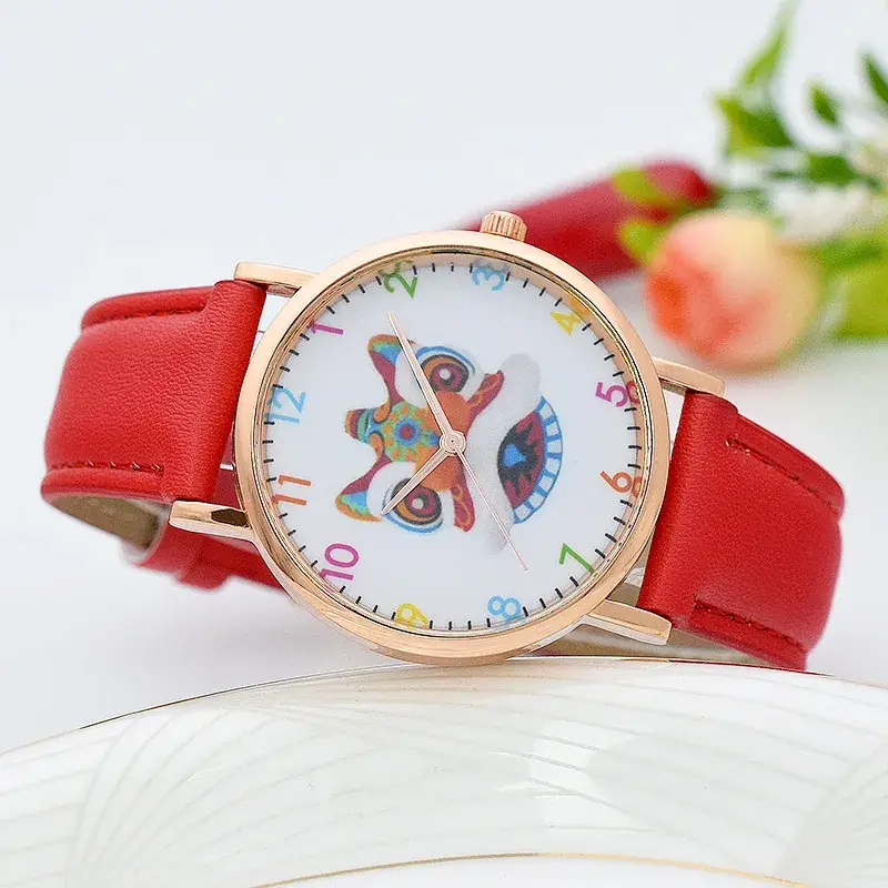 Women's Red Cat Design Quartz Watch - Image 4