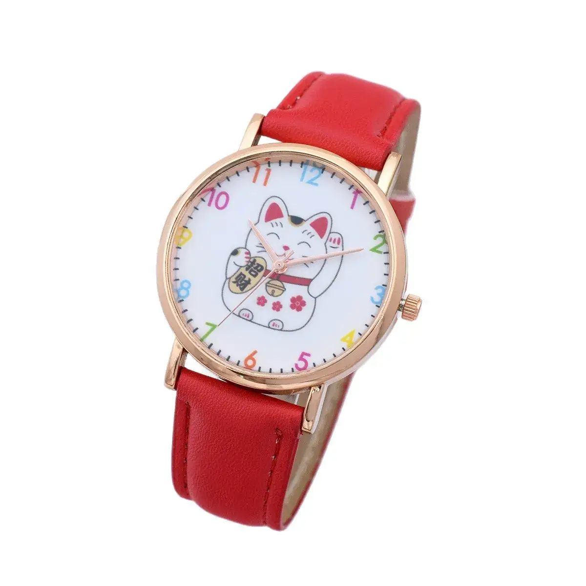 Women's Red Cat Design Quartz Watch - Image 5