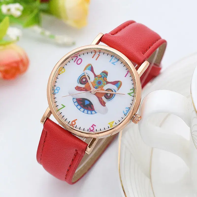 Women's Red Cat Design Quartz Watch