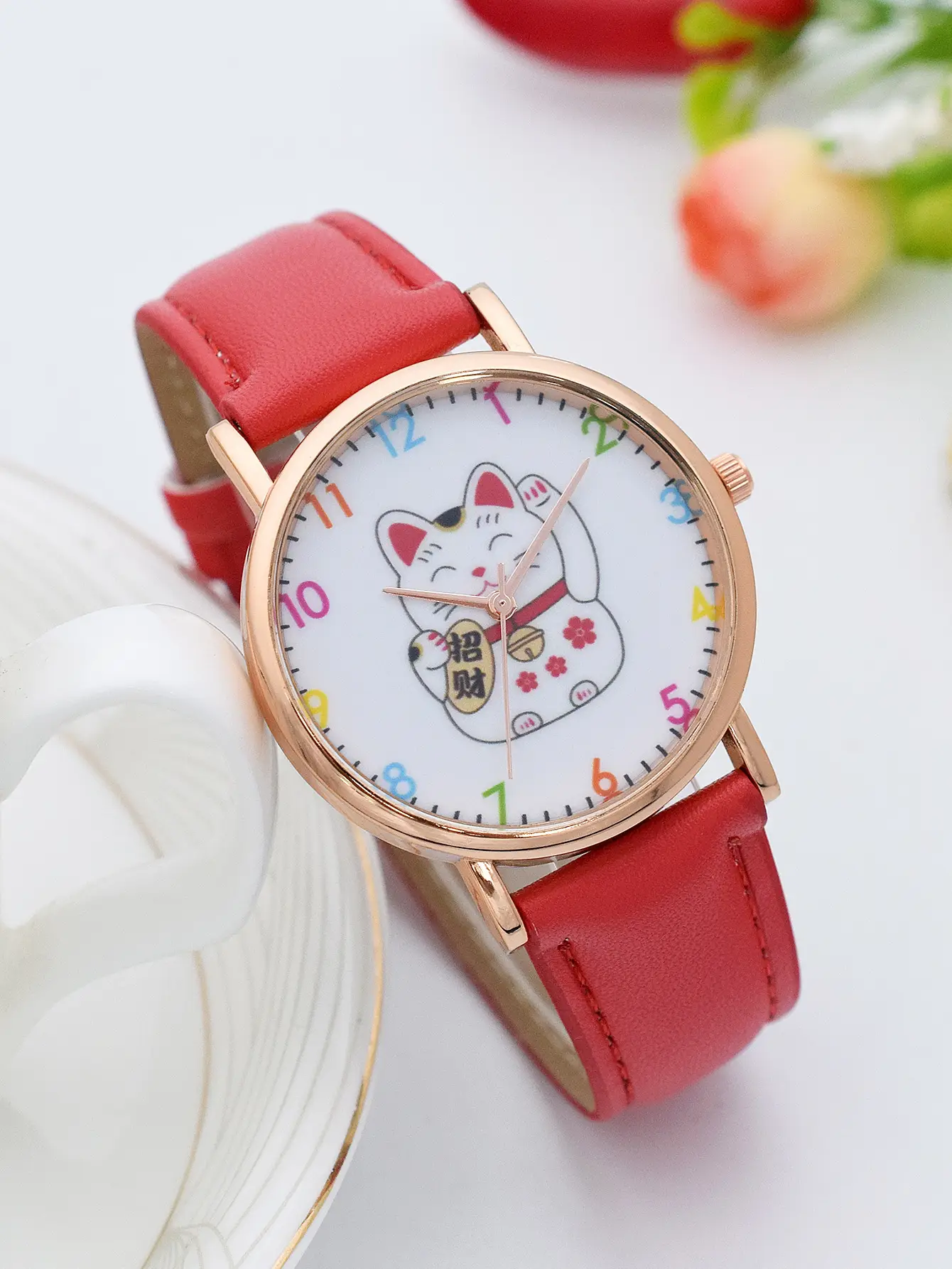 Women's Red Cat Design Quartz Watch — feature 4