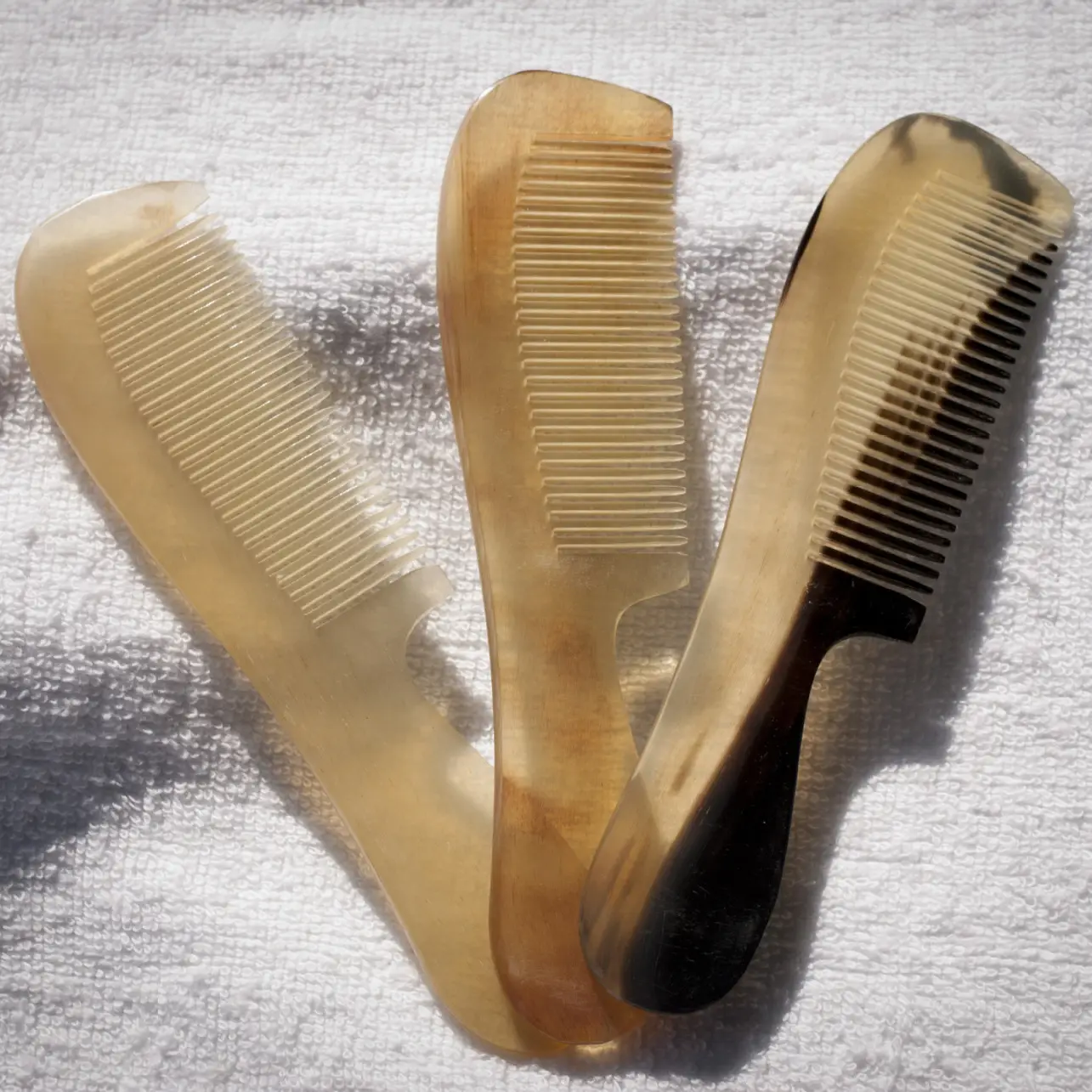 Natural Horn Hair Comb Wide Tooth Fine Handle