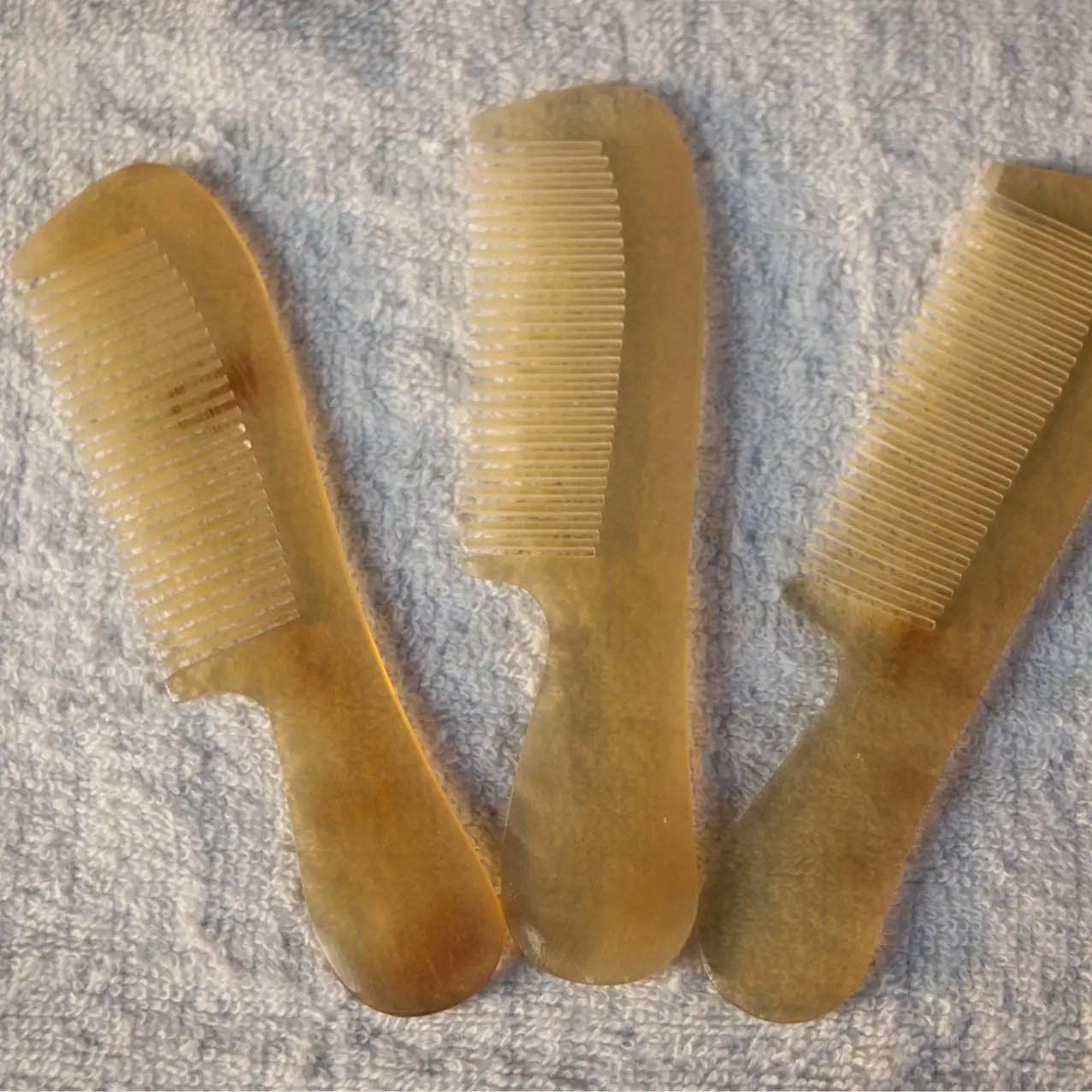 Natural Horn Hair Comb Wide Tooth Fine Handle